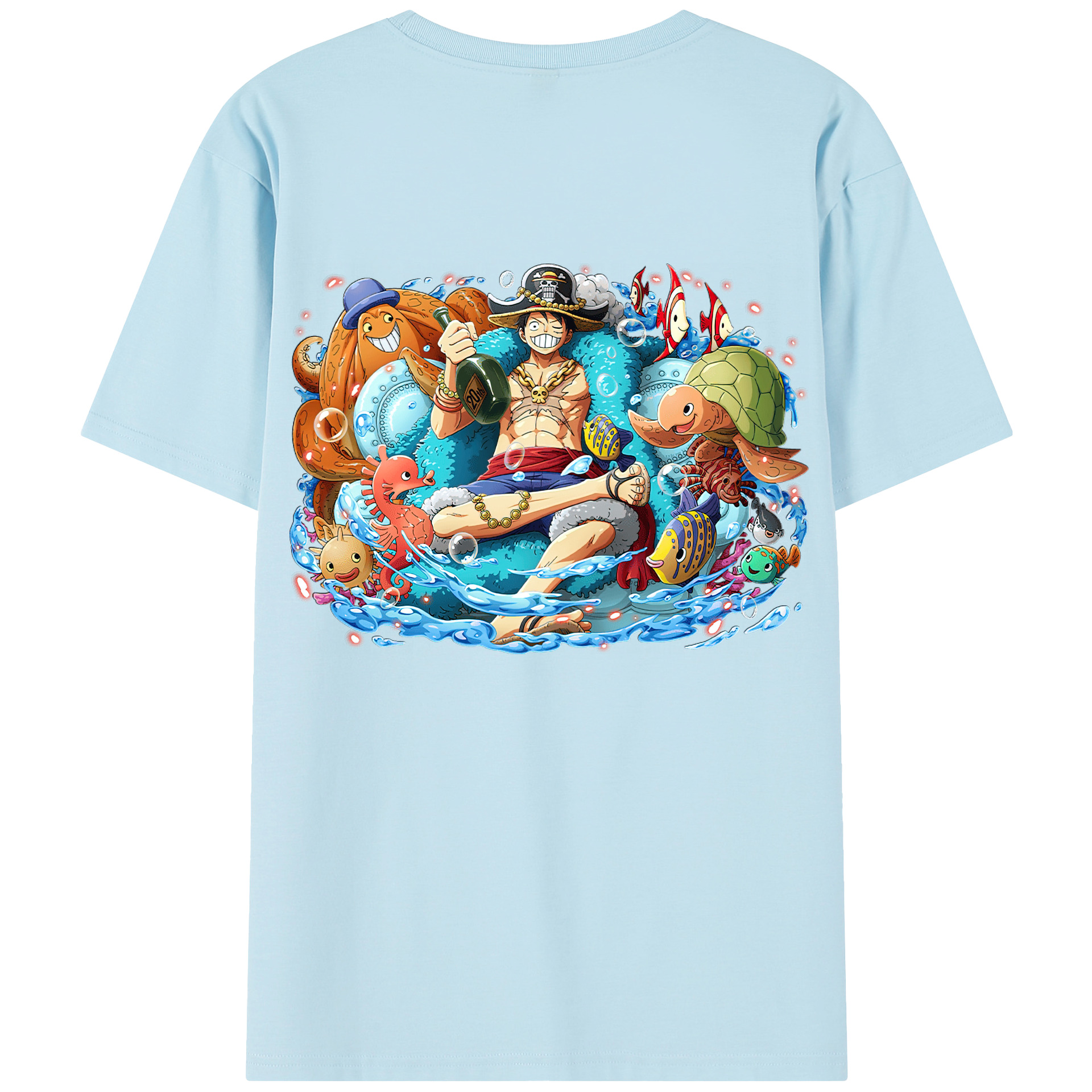 ワンピース モンキー・D・ルフィ ONE PIECE Monkey D. Luffy 綿100％半袖Tシャツ（背面プリント）